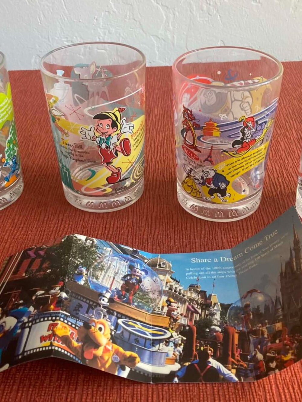 New Walt Disney McDonalds 2002 100 Years of Magic Glasses Tumblers Set of 4